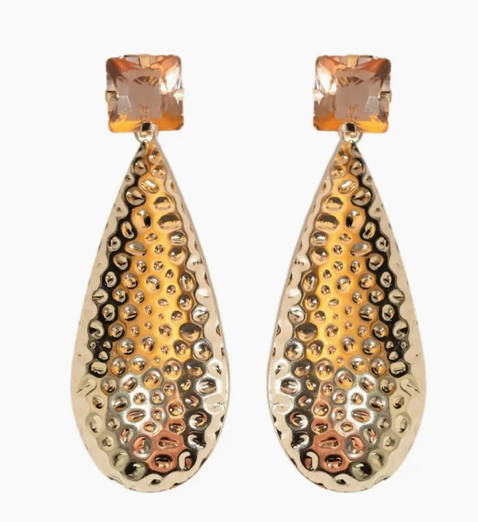ROSE BUBBLES HAMMERED ROSE GOLD STATEMENT EARRINGS