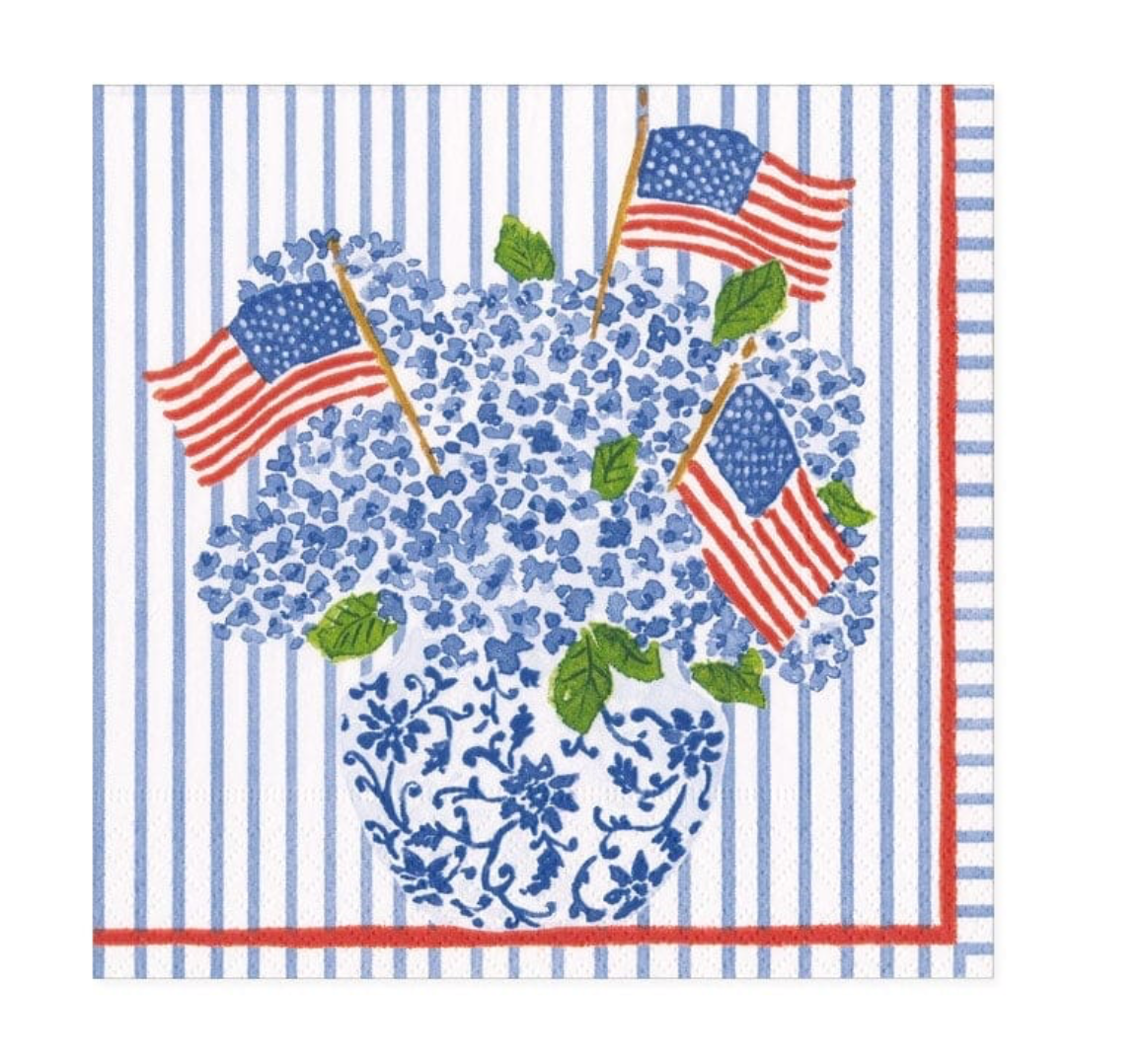 Flags & Hydrangea Cocktail Napkin
