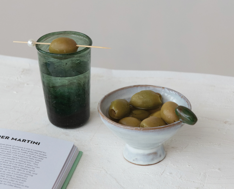Stoneware Footed Olive Bowl