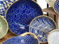 Serve Bowl Foliage Cobalt-Med