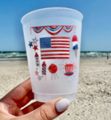 Red White and Blue Frosted Cup-Set 6