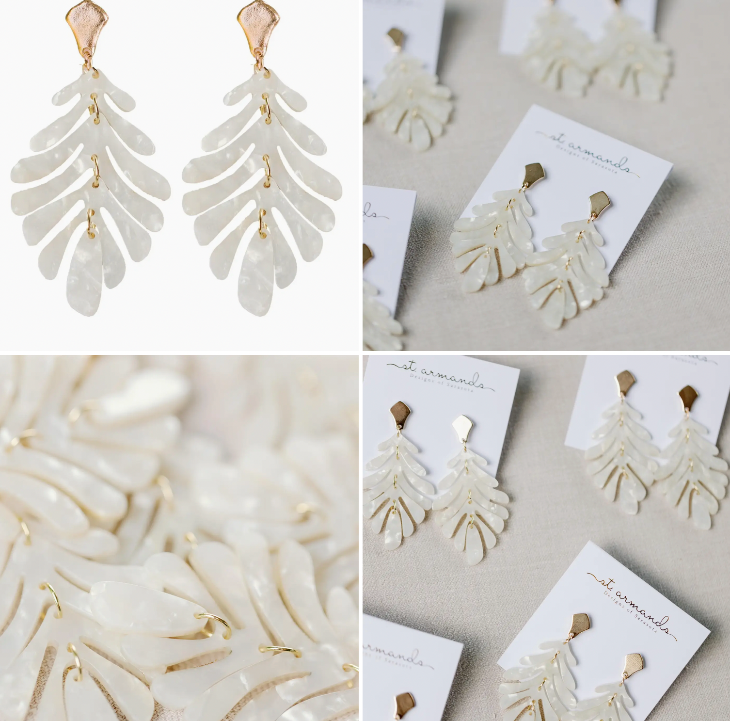 White Palm Drop Earrings