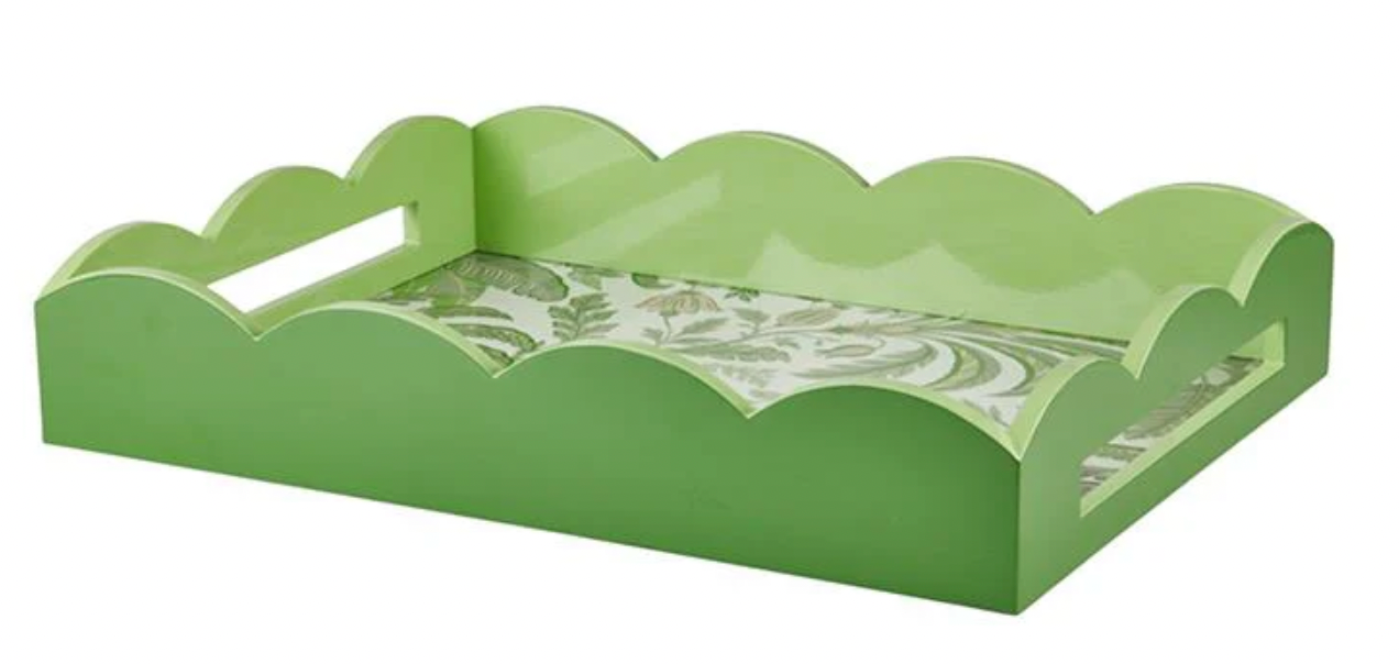 Palm Scallop Tray Pink/Green Large