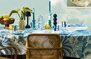 Palm Tablecloth- Blue