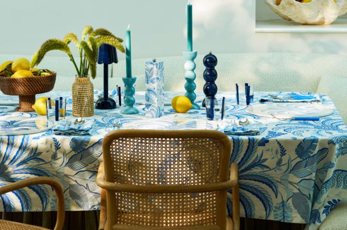 Palm Tablecloth- Blue